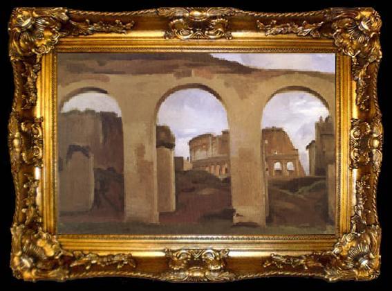 framed  Jean Baptiste Camille  Corot The Colosseum Seen through the Arcades of the Basilica of Constantine (mk05), ta009-2